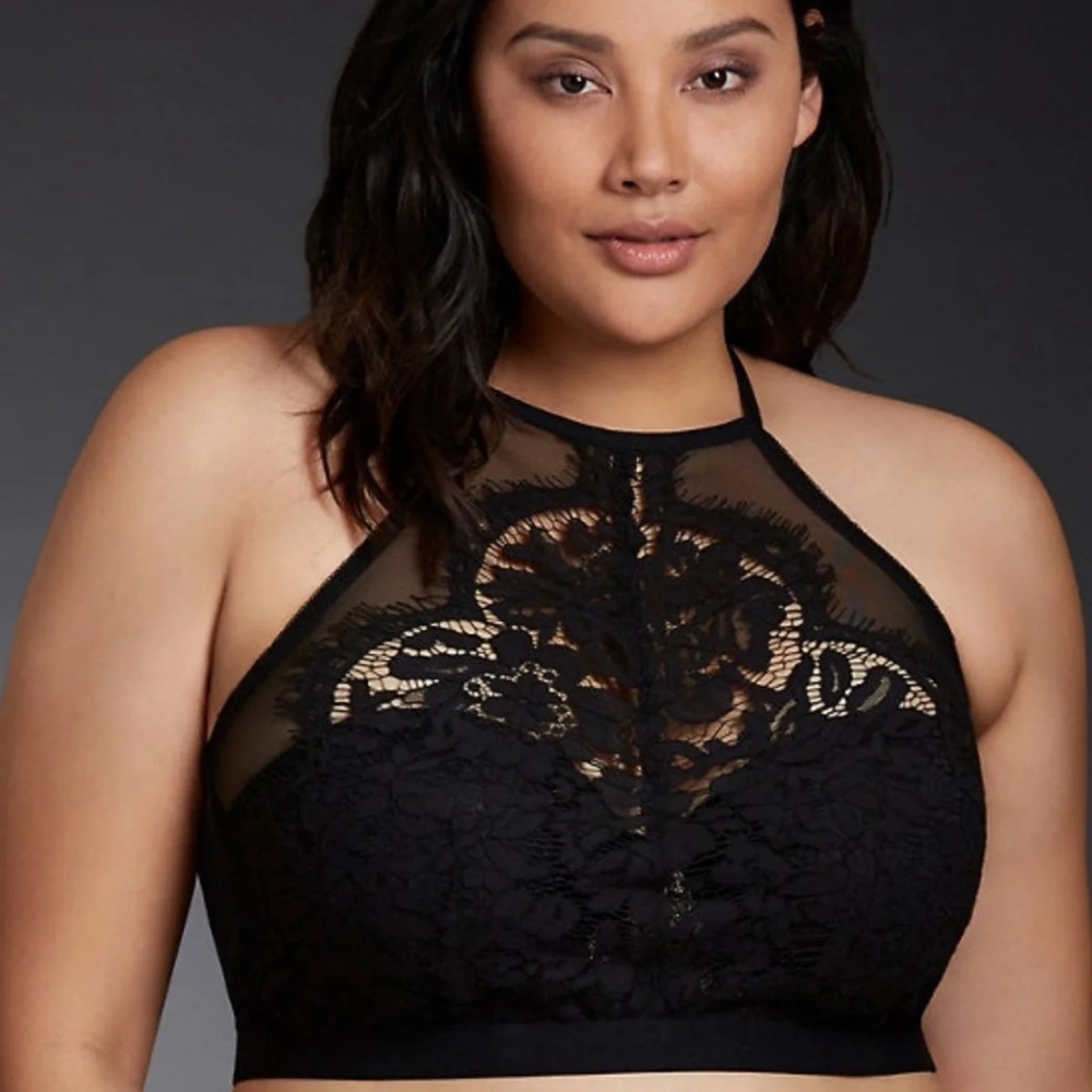 Torrid Black Eyelash High Neck Bralette